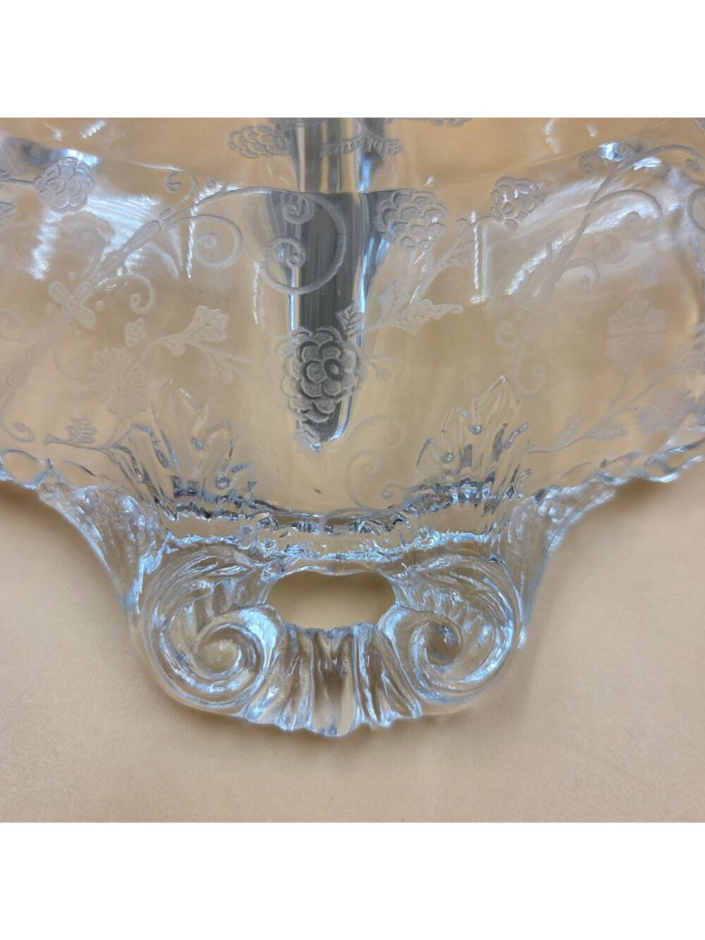 Cambridge Glass 3500/64 Elaine Etch Clear 3 Part Relish Dish 4 Toed - Picture 6 of 10